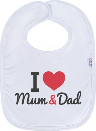 Kojenecký bavlněný bryndák New Baby I love Mum and Dad, Bílá - obrázek 1