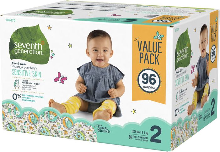 SEVENTH GENERATION Jednorázové EKO pleny MINI 2, 96 ks (5 – 8 kg) MEGAPACK - obrázek 2