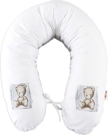 Baby Nellys Baby Nellys Kojící polštář - relaxační poduška 170 cm Teddy - šedý,bílý - obrázek 1