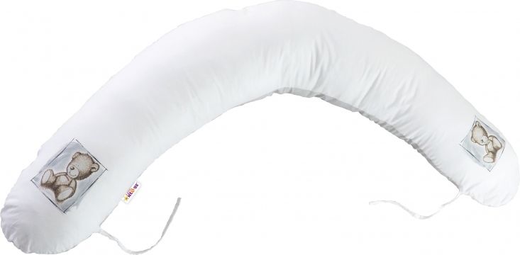 Baby Nellys Baby Nellys Kojící polštář - relaxační poduška 170 cm Teddy - šedý,bílý - obrázek 2