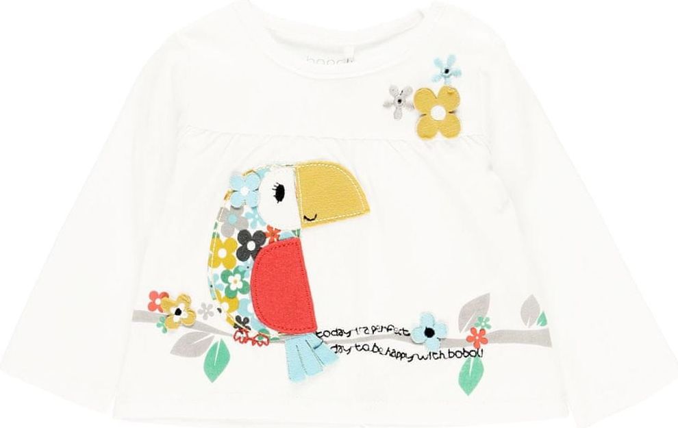 Boboli dívčí tričko s dlouhým rukávem papoušek 62 bílá - obrázek 1