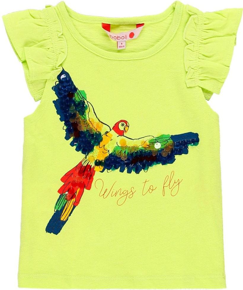 Boboli Dívčí tričko krátký rukáv papoušek 128 žlutá - obrázek 1