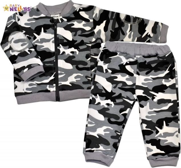 Bavlněná tepláková souprava Baby Nellys ® - Army - 56 (1-2m) - obrázek 1