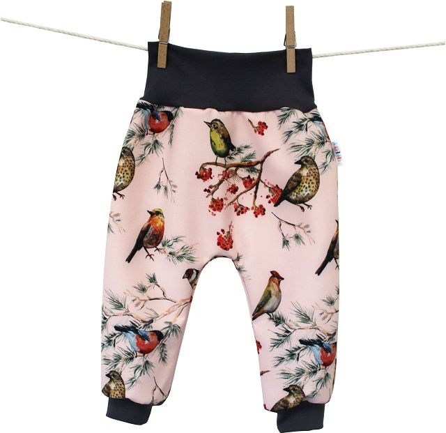 Breberky Softshellové kalhoty - Ptačí svět sv.růžový Velikost EUR: 68/74 - obrázek 1