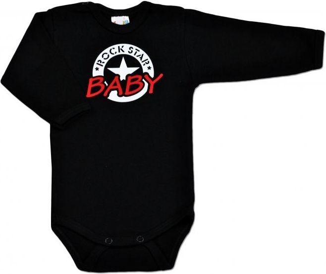 Body ROCK STAR BABY dlouhý rukáv - černé - 74 (6-9m) - obrázek 1