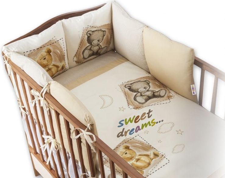 Povlečení s polštářkovým mantinelem Sweet Dreams by TEDDY - piskový - 120x90 - obrázek 1
