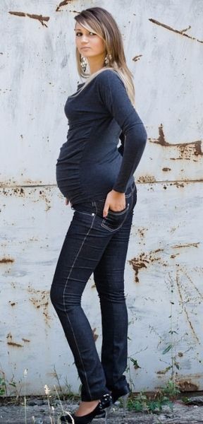 Těhotenské kalhoty JEANS - Černý jeans - M (38) - obrázek 6