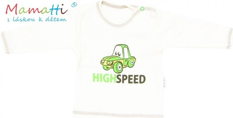 Tričko/košilka dlouhý rukáv Mamatti - CAR - krémové - 92 (18-24m) / 92 - obrázek 1