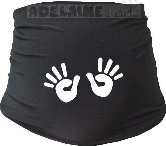 Těhotenský pás s ručičkami - černý - L/XL - obrázek 1
