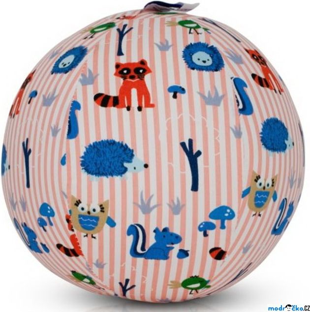 BubaBloon - Látkový nafukovací míč, Se zvířátky růžové pruhy - obrázek 1