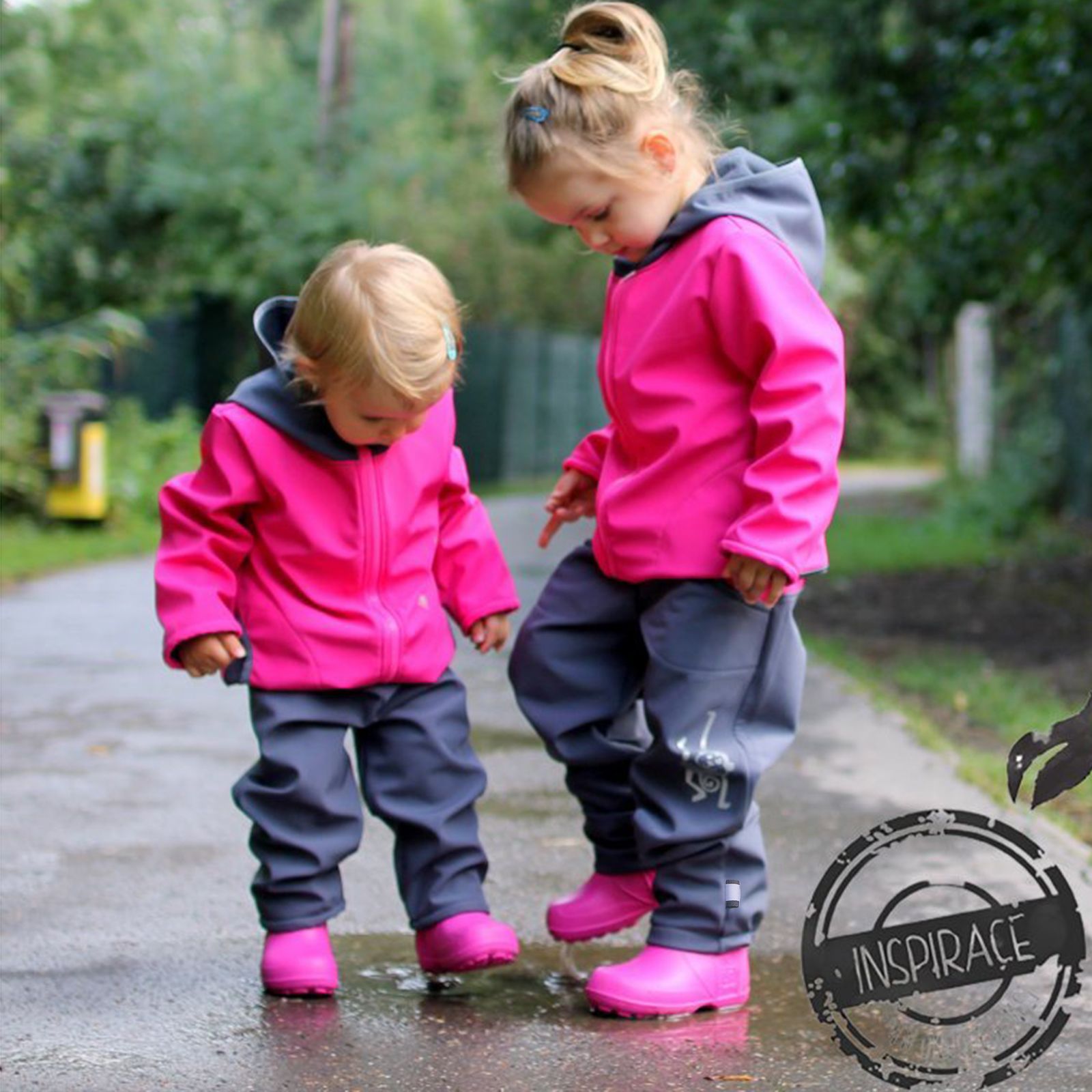 unuo Batolecí softshellové kalhoty bez zateplení Malinové + reflexní obrázek Evžen (Softshell toddler trousers, no insulation, raspberry) Velikost (Size): 98/104 SLIM - obrázek 7
