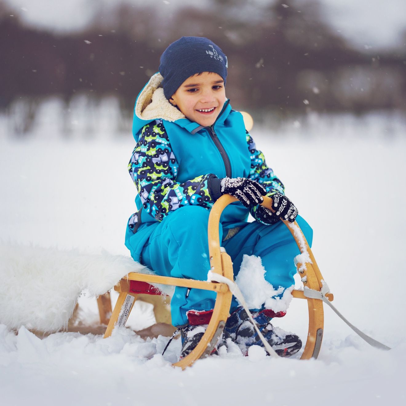 Unuo, Zimní softshellové oteplovačky batolecí, Fuchsiová, Souhvězdí medvěda holka (Softshell toddler winter trousers, Great Bear, fuchsia) Velikost (Size): 86/92 - obrázek 6