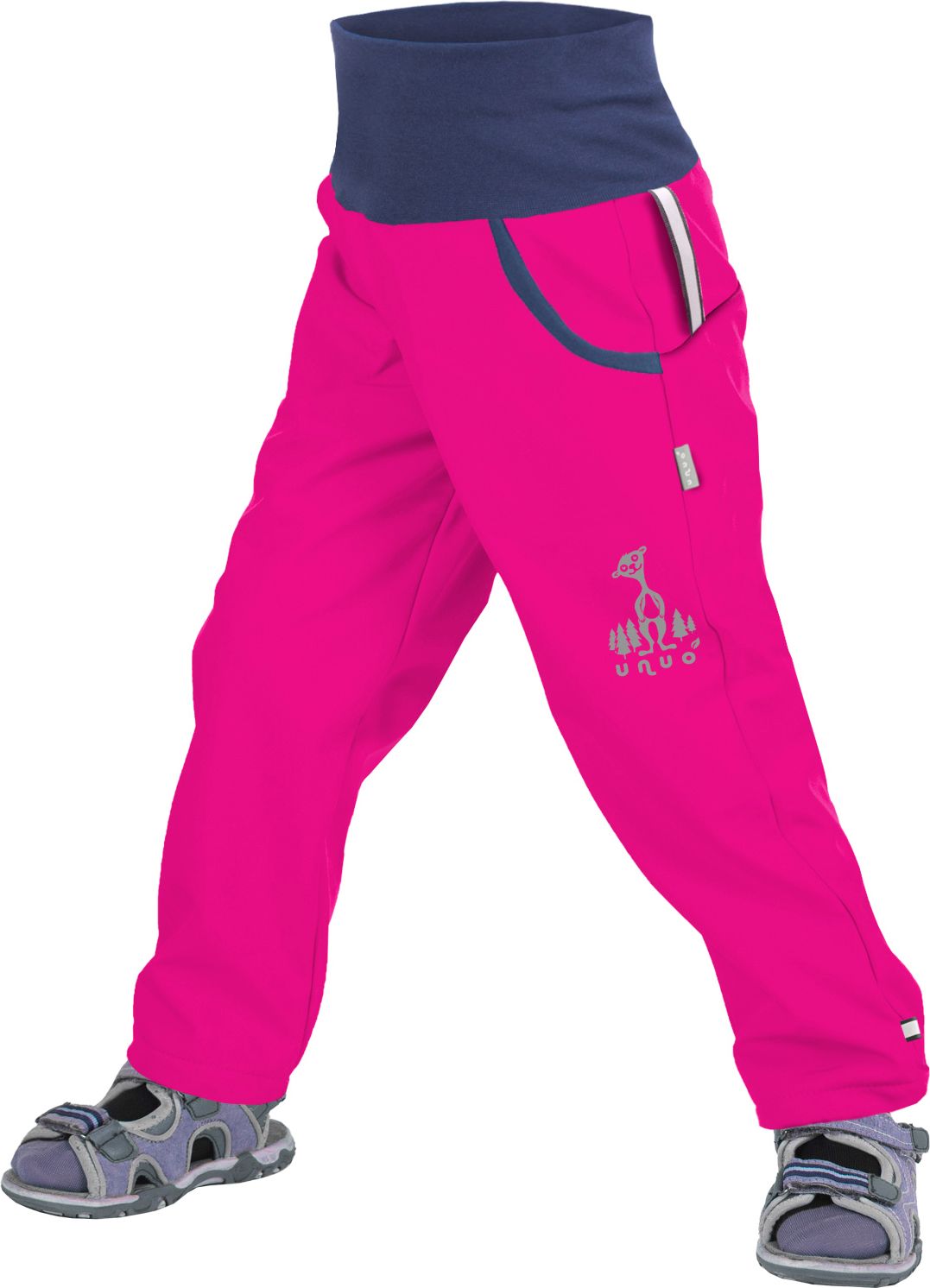 unuo softshellové kalhoty bez zateplení Fuchsiové + reflexní obrázek Evžen (Softshell kids trousers, no insulation, fuchsia) Velikost (Size): 98/104 - obrázek 1
