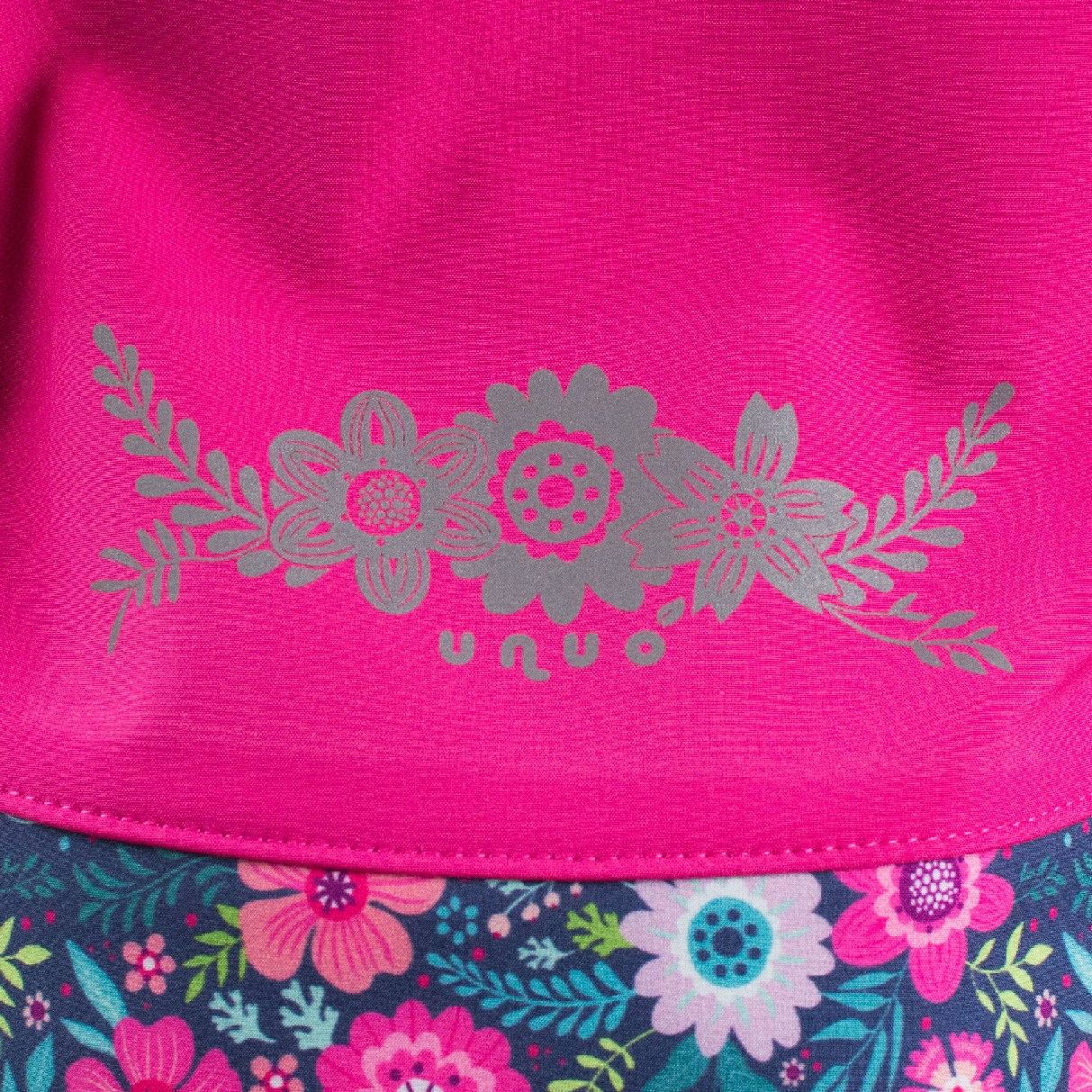 unuo Softshellová bunda s fleecem Květinky fuchsiová (Fleece softshell jacket flowers fuchsia) Velikost (Size): 98/104 - obrázek 2