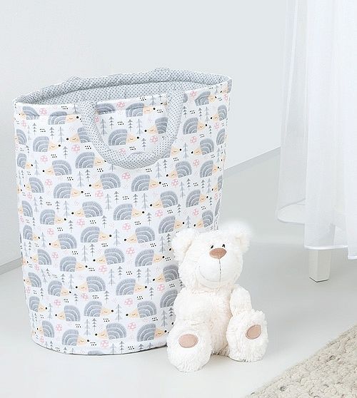 Baby Nellys  Box na hračky - oboustranný, ježek šedý / mini tečky šedé - obrázek 1
