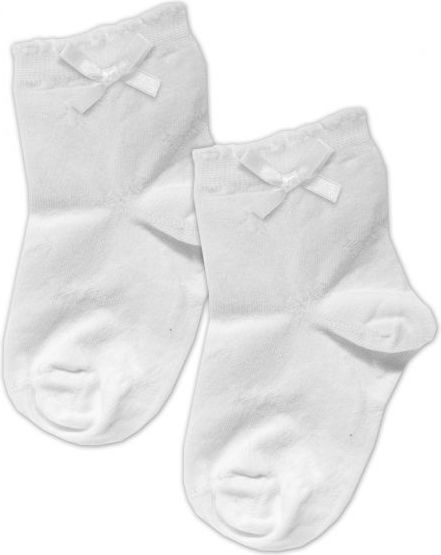 Baby Nellys Bavlněné ponožky s mašličkou - bílé, vel. 15-16cm - obrázek 1