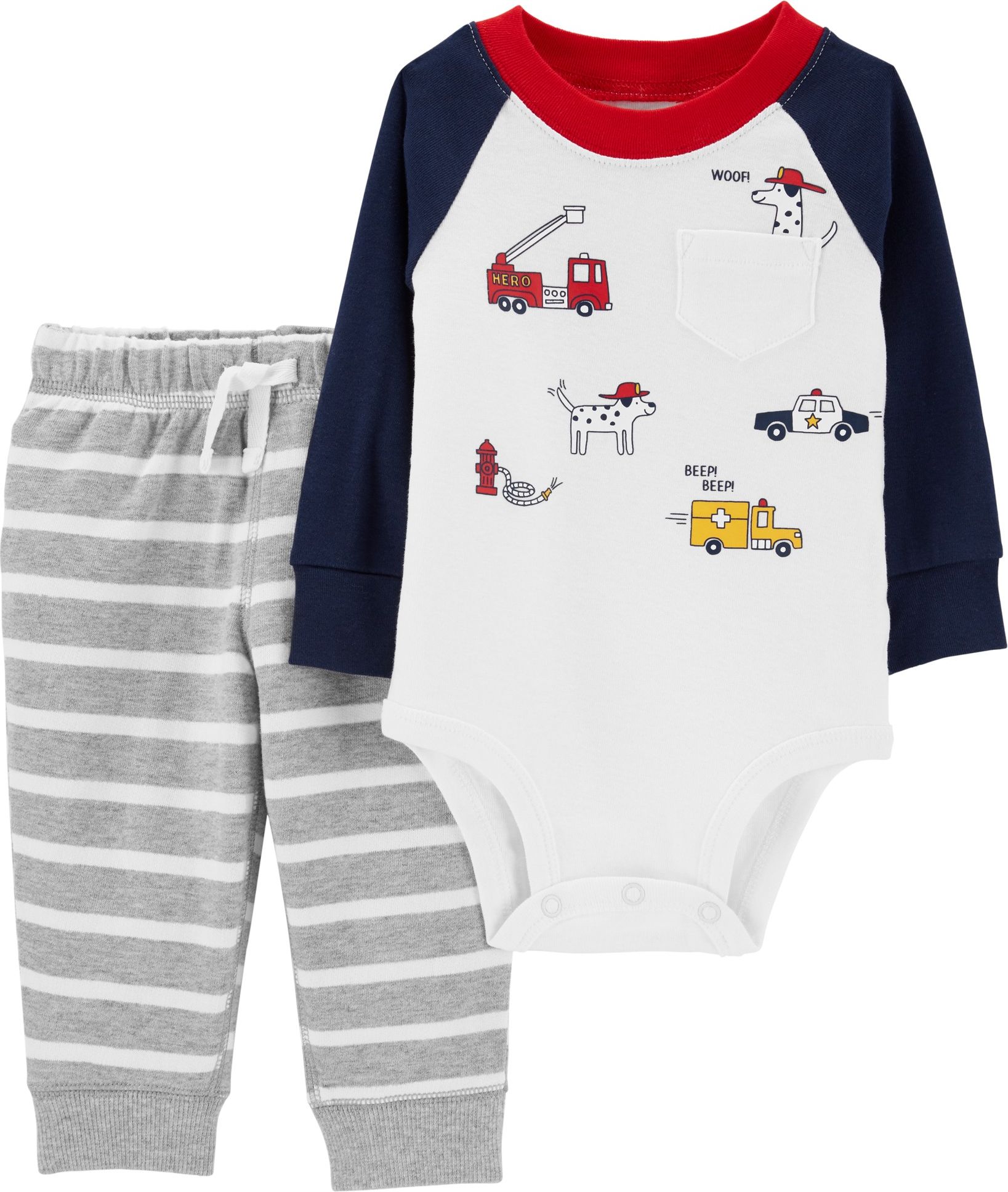 CARTER'S Set 2-dílný body, kalhoty Fire Truck chlapec 9m, vel. 74 - obrázek 1