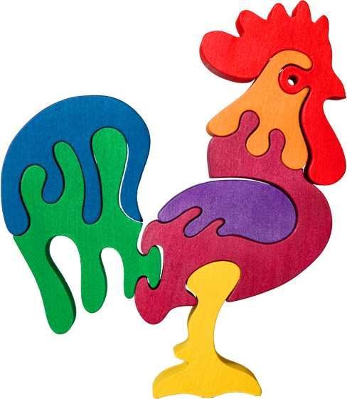 Fauna Dřevěné vkládací puzzle z masivu velký kohout - obrázek 1