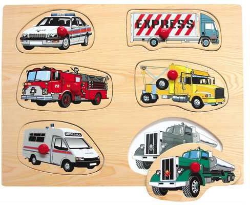 Vkládačky Dřevěné vkládací puzzle dopravní prostředky A - obrázek 3