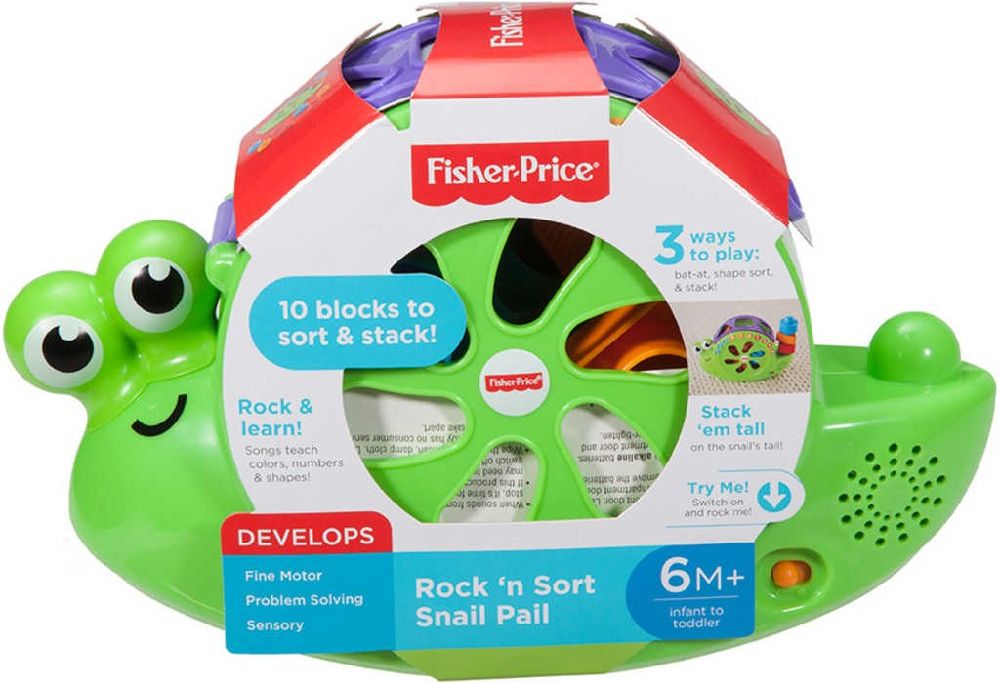 FISHER PRICE Baby šnek vkládačka zpívající na baterie pro miminko Zvuk - obrázek 2
