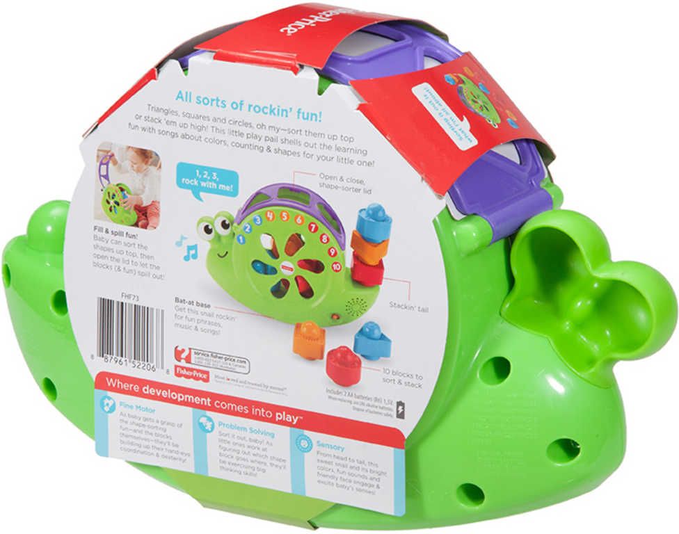 FISHER PRICE Baby šnek vkládačka zpívající na baterie pro miminko Zvuk - obrázek 3