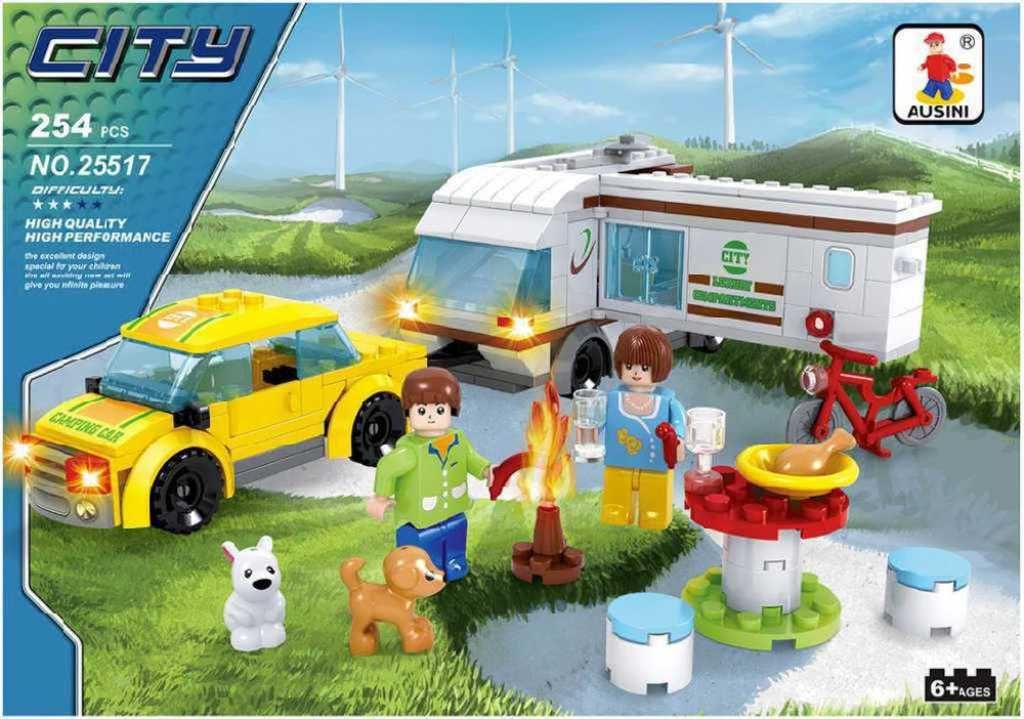 AUSINI Stavebnice MĚSTO Kempování sada 254 dílků + 2 figurky s doplňky plast - obrázek 2