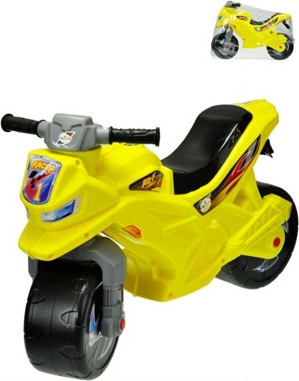 Motorka dětské plastové odrážedlo 68x48x29cm odstrkovadlo žluté v sáčku - obrázek 1