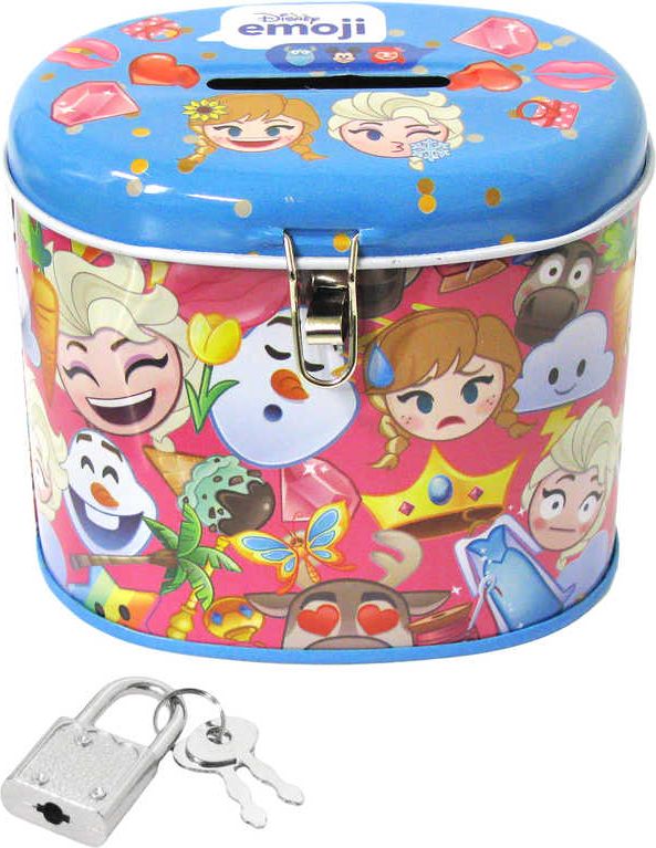 ET Pokladnička kovová Frozen Emoji ovál set se zámkem a 2 klíčky - obrázek 1