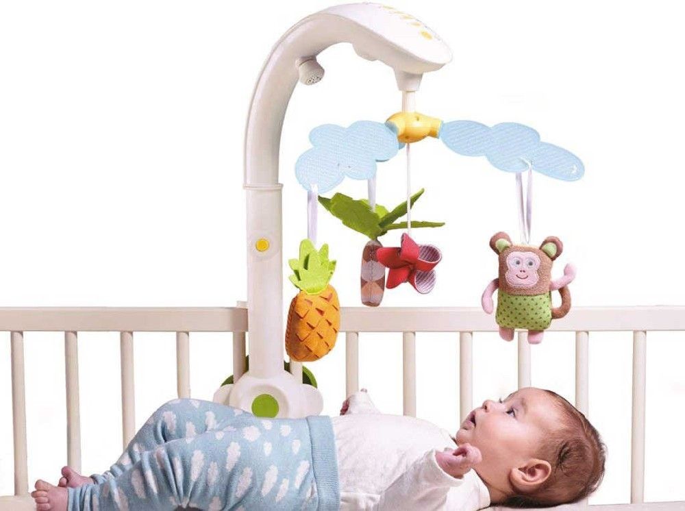 TAF TOYS Baby kolotoč s opičkou Marco s melodiemi na baterie Světlo Zvuk pro miminko - obrázek 3
