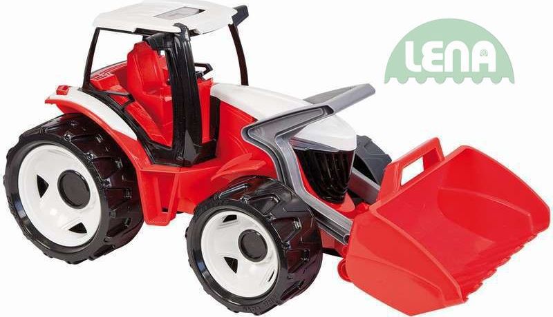 LENA Traktor plastový se lžící červeno - bílý 62cm na písek - obrázek 1