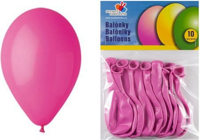 Nafukovací balonek 26cm jednobarevný RŮŽOVÝ 10ks v balení - obrázek 1