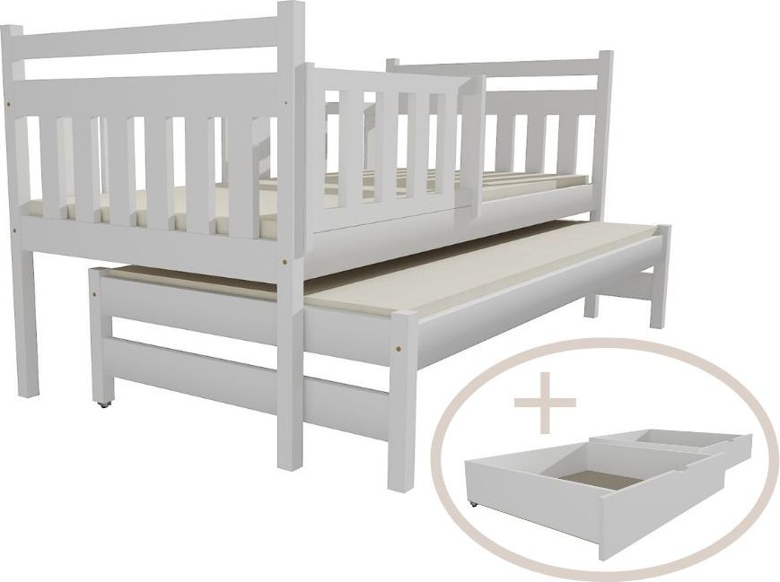 DĚTSKÁ POSTEL S PŘISTÝLKOU ANIČKA BÍLÁ S ŠUPLÍKY 200 x 90 cm