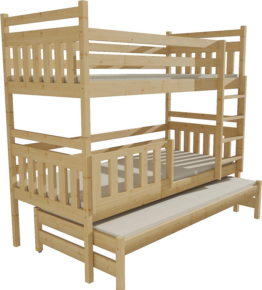 DĚTSKÁ PATROVÁ POSTEL S PŘISTÝLKOU SÁRA BEZBARVÝ LAK 180 x 80 cm