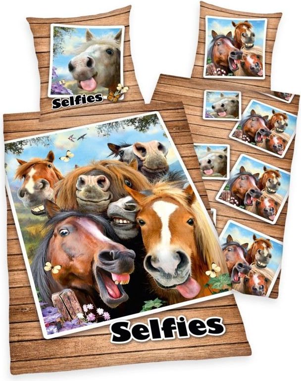 DĚTSKÉ POVLEČENÍ 140x200 KONĚ SELFIE - obrázek 1