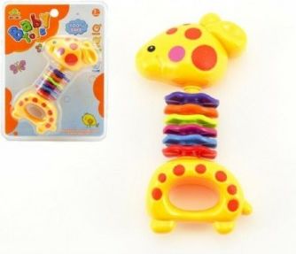 Chrastítko žirafa plast 15cm na kartě 3m+ - obrázek 1