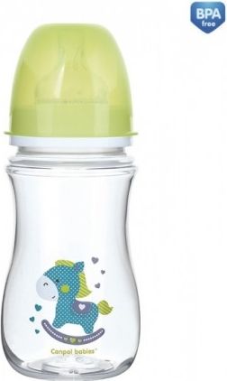 Antikoliková lahvička se širokým hrdlem Canpol Babies Easy Start - TOYS 240 ml - zelená - obrázek 1