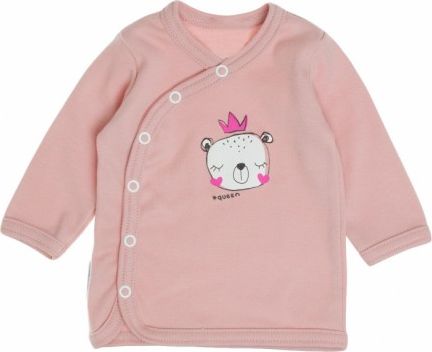 Bavlněná košilka MBaby, dl. rukáv, zapínání bokem - Princezna, pudrově růžová - obrázek 1