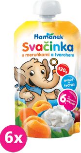 6x HAMÁNEK Svačinka s meruňkou a tvarohem (120 g) - ovocný příkrm - obrázek 1