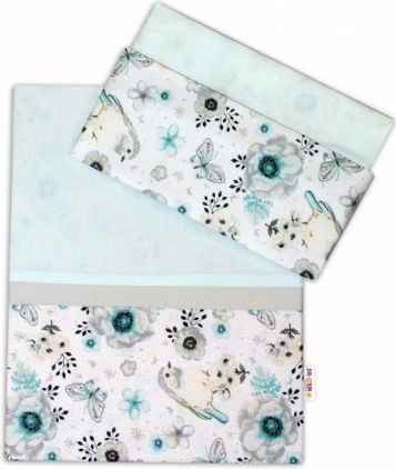 2-dílné bavlněné povlečení Baby Nellys, Ptáčci - mátová, Velikost povlečení 135x100 - obrázek 1