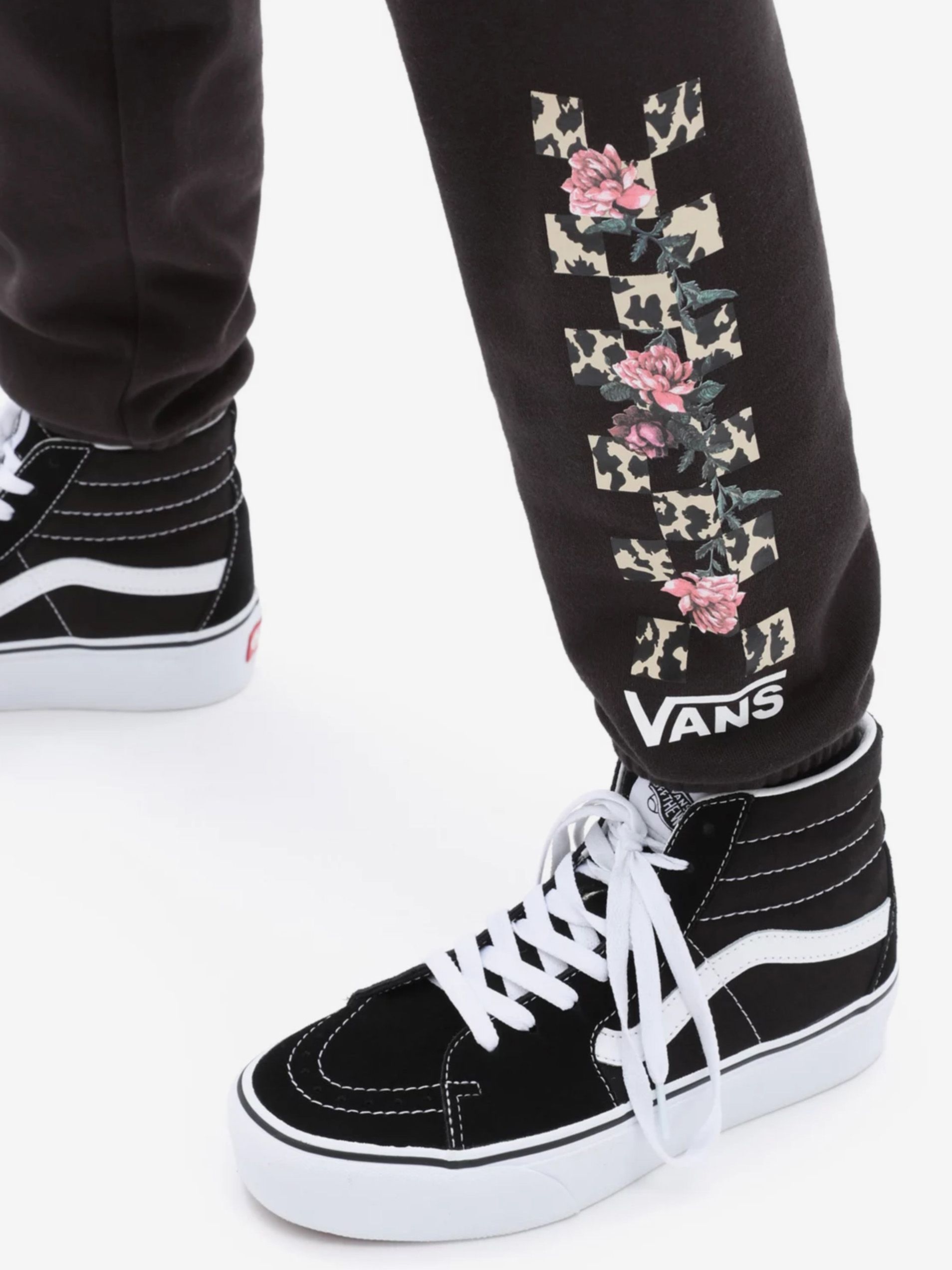 Černé holčičí tepláky s potiskem VANS Leopard Floral - 134 - obrázek 3