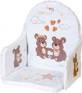 Vložka do dřevěných jídelních židliček typu New Baby Victory bílá medvídci, Bílá - obrázek 1