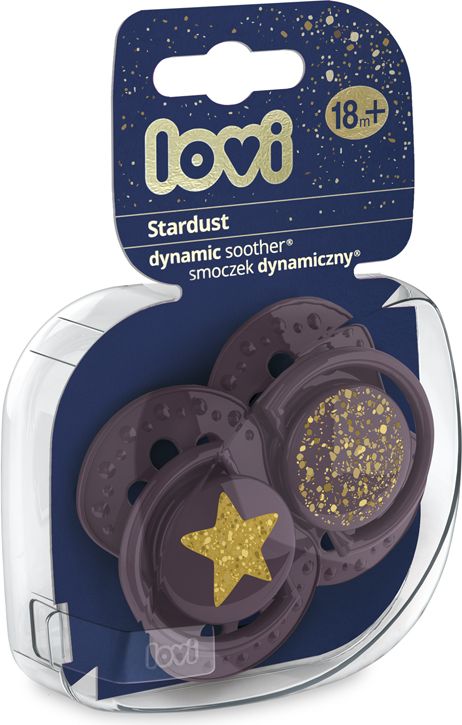 LOVI Dudlík silikonový dynamický Stardust 18 m+ 2 ks fialový - obrázek 2