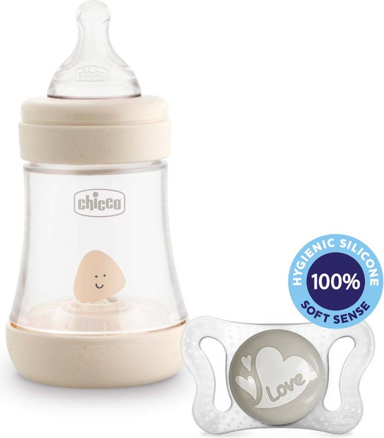 CHICCO Láhev kojenecká Perfect 5 silikon, 150 ml neutral + vzorek Šidítko Physio Micro 0-2m - obrázek 1