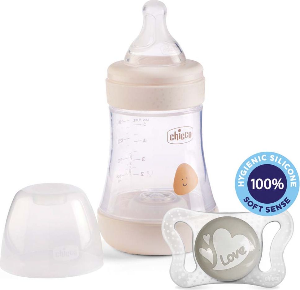 CHICCO Láhev kojenecká Perfect 5 silikon, 150 ml neutral + vzorek Šidítko Physio Micro 0-2m - obrázek 2