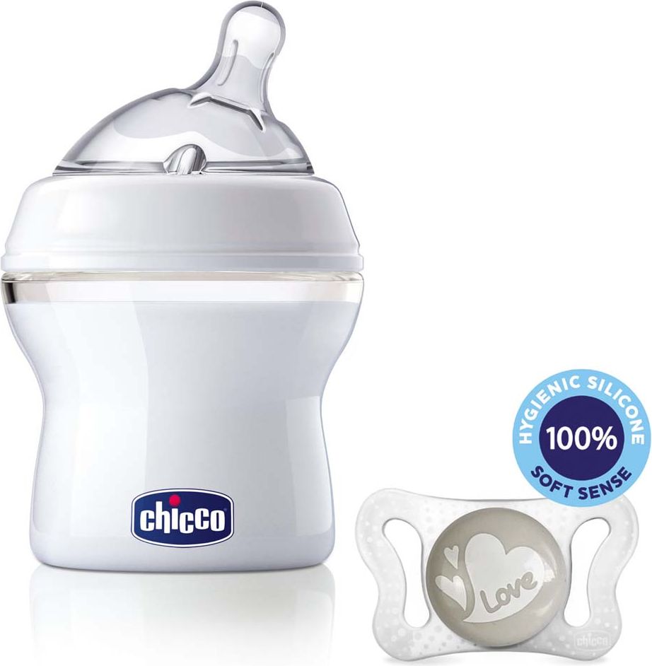 CHICCO Láhev kojenecká Natural Feeling 150 ml, neutral 0m + vzorek Šidítko Physio Micro 0-2m - obrázek 1