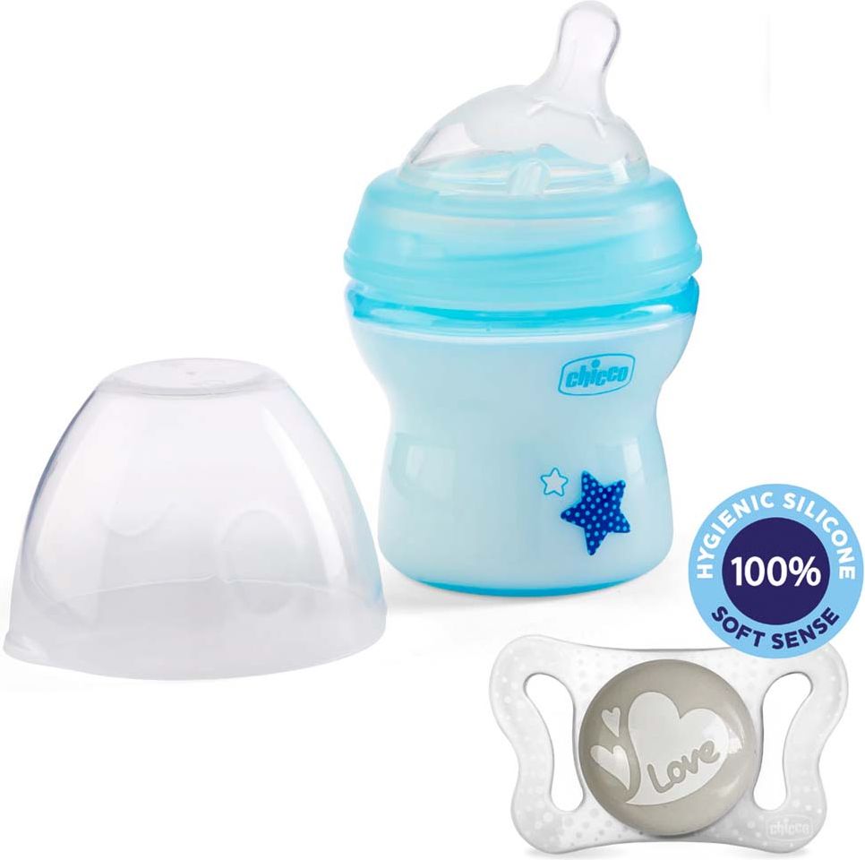 CHICCO Láhev kojenecká Natural Feeling 150 ml, chlapec 0m + vzorek Šidítko Physio Micro 0-2m - obrázek 2