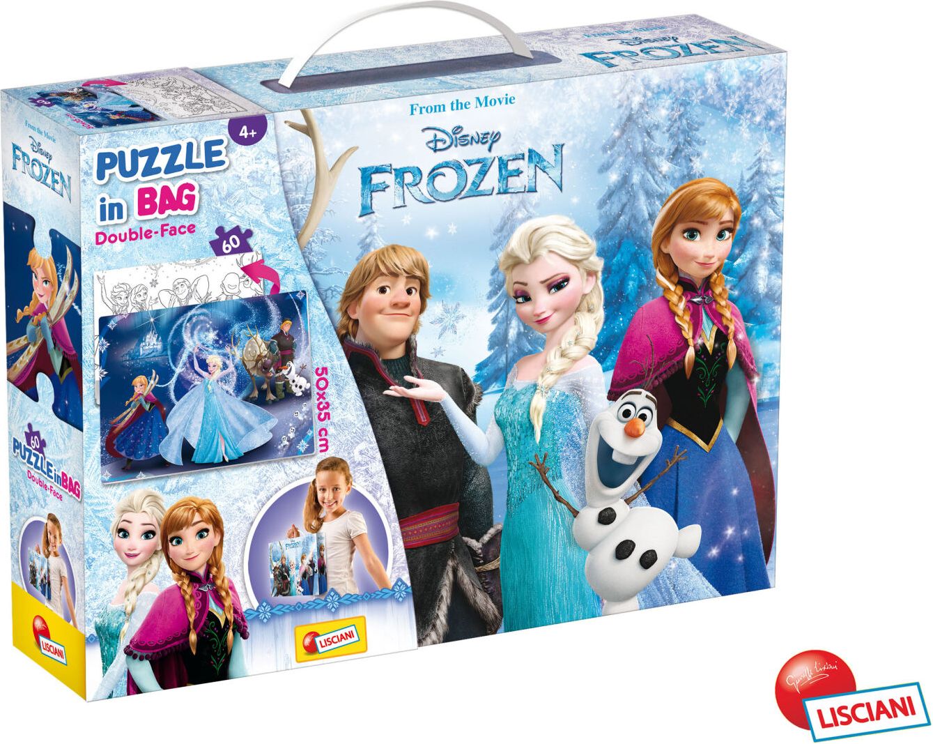 Frozen Puzzle 60 dílků Double-Face s taštičkou - obrázek 1