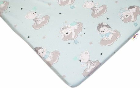 Dětské bavlněné prostěradlo do postýlky Baby Nellys - Mráček - mátové, Rozměry 140x70 - obrázek 1