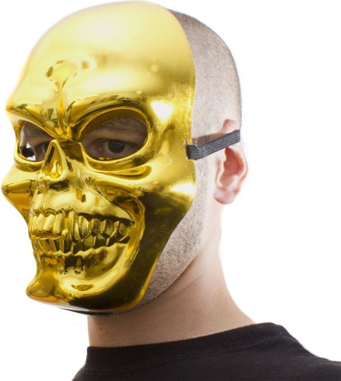 Halloweenská maska lebka, zlatá - obrázek 2