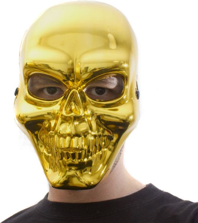 Halloweenská maska lebka, zlatá - obrázek 3